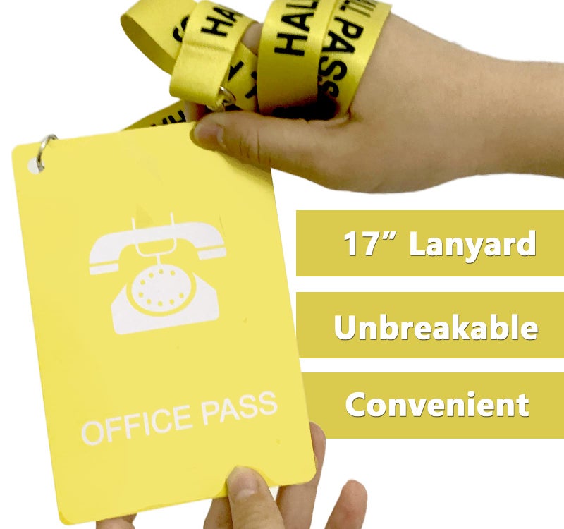 Bemaxy Hall Pass Lanyards with Large Card Passes, Unbreakable School Classroom 5 Inch Passes Set for Teacher Parents(Hall Bathroom Library Office & Nurse),5 Pcs(Office) - Image 4